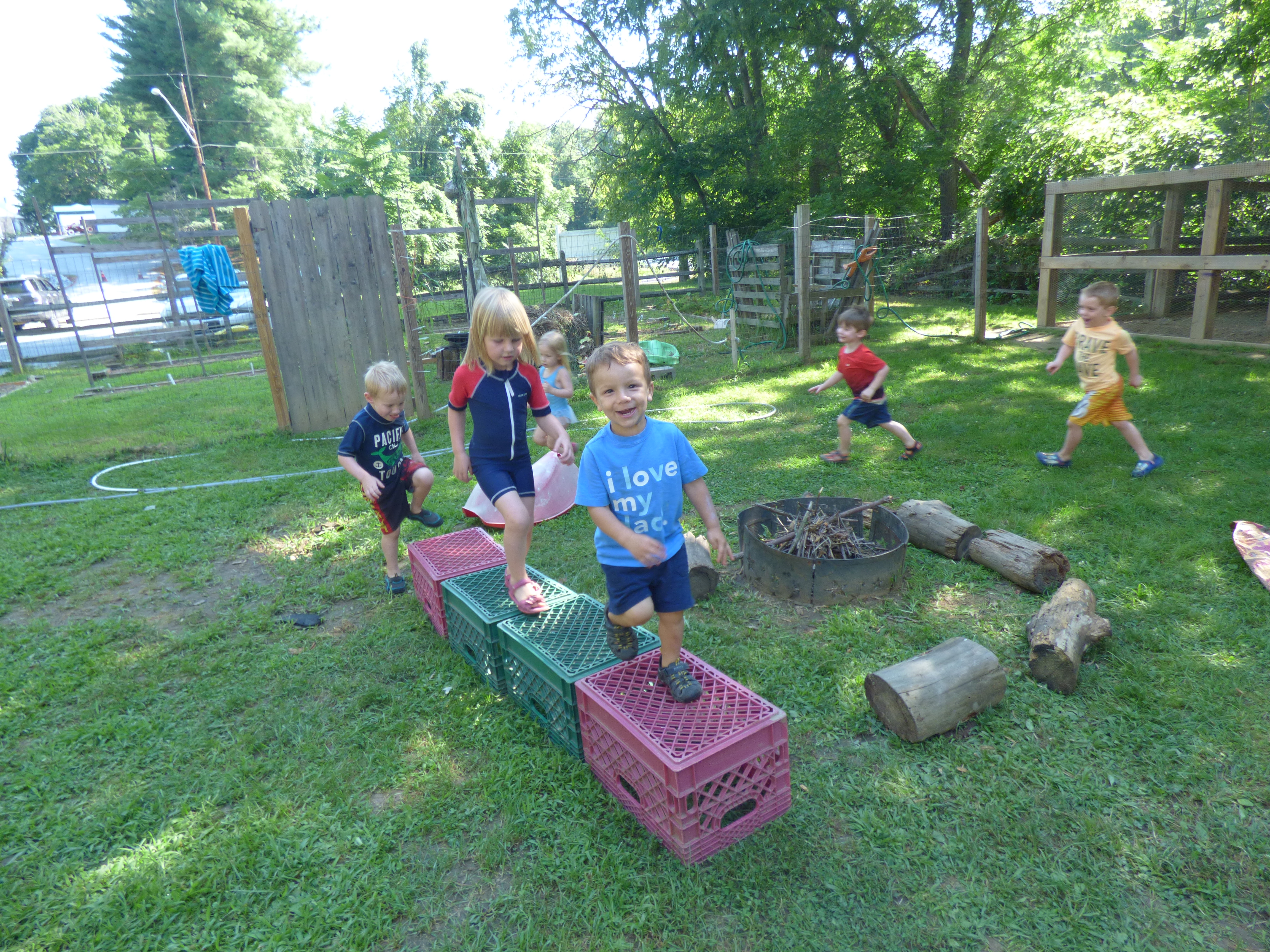 Having fun with the other kids